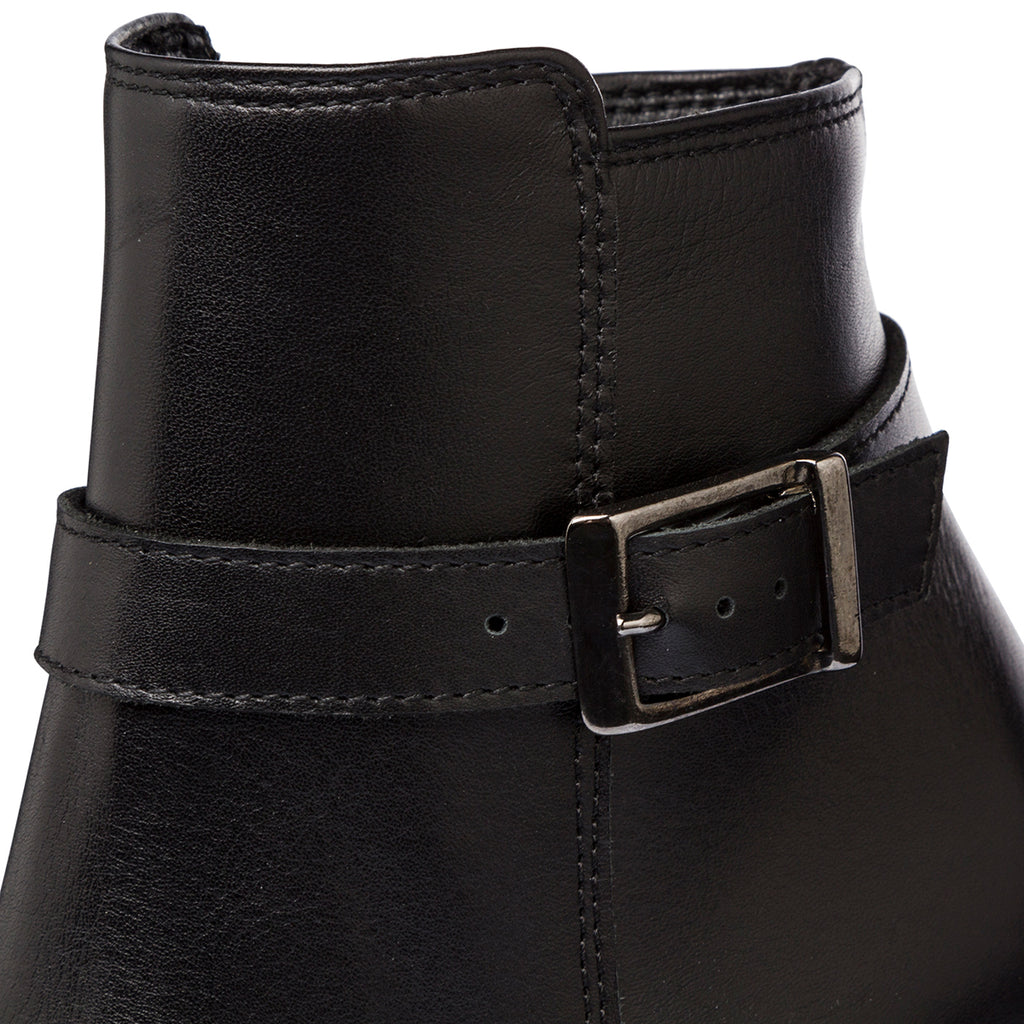 Stivaletti con tacco 8,5 cm da donna neri in pelle con cinturino P Essentials