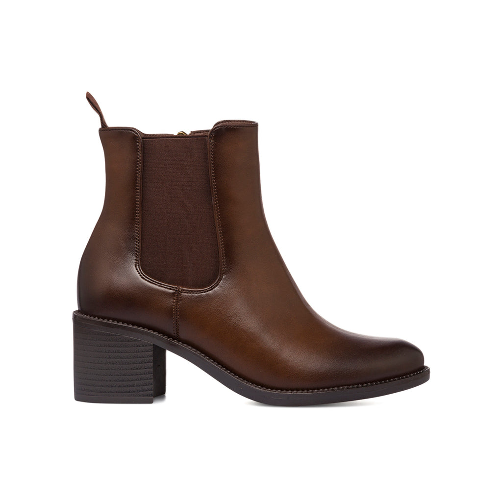 Stivaletti marroni da donna con tacco 6 cm e fibbie Lora Ferres