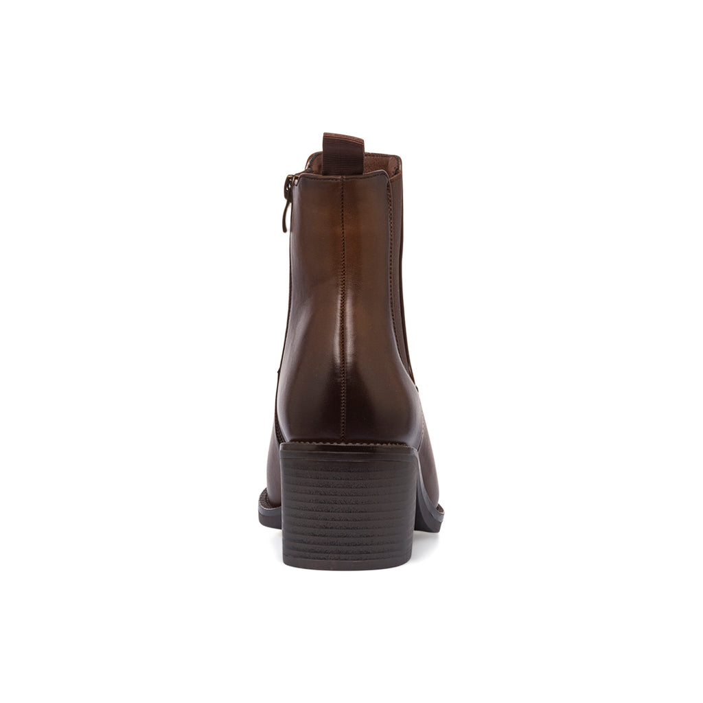 Stivaletti marroni da donna con tacco 6 cm e fibbie Lora Ferres