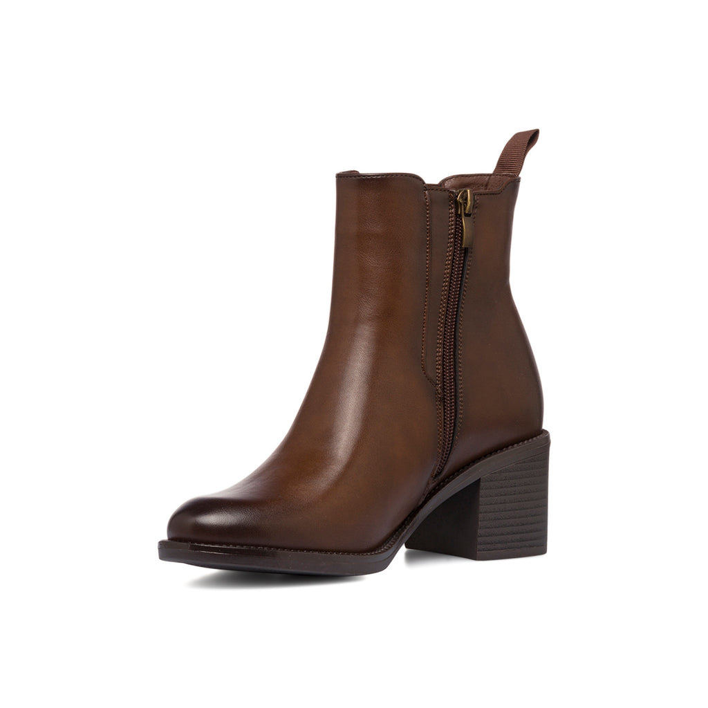 Stivaletti marroni da donna con tacco 6 cm e fibbie Lora Ferres