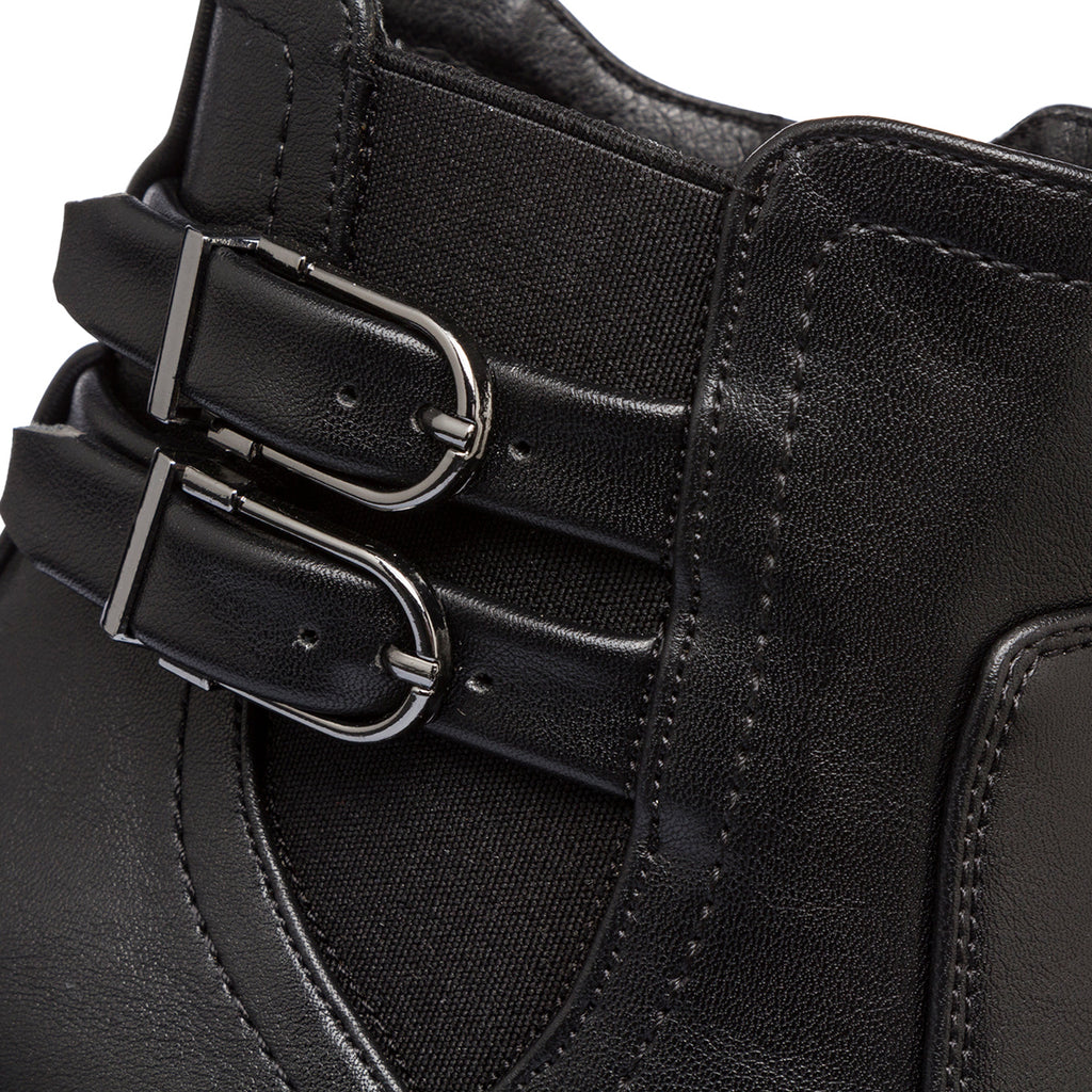 Stivaletti neri da donna con tacco 8,5 cm e fibbie Lora Ferres