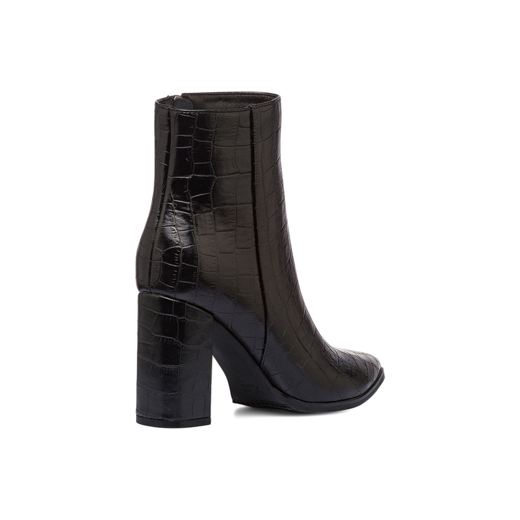 Stivaletti eleganti con tacco 9 cm neri effetto coccodrillo da donna Lora Ferres