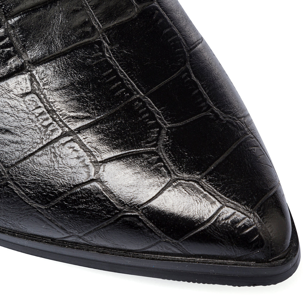 Stivaletti eleganti con tacco 9 cm neri effetto coccodrillo da donna Lora Ferres