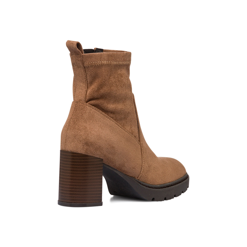 Stivaletti con tacco 7,5 cm taupe effetto scamosciato da donna Lora Ferres
