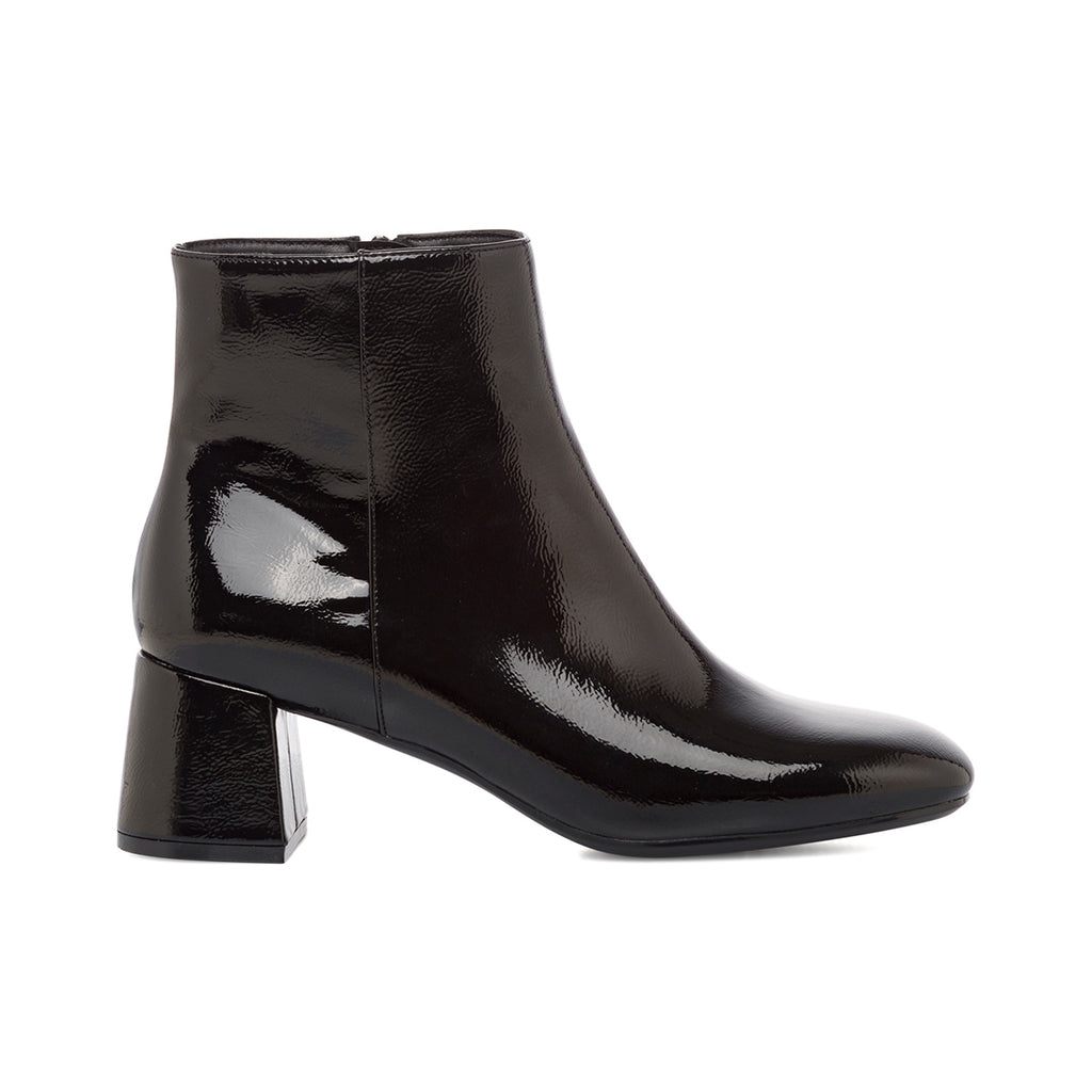 Stivaletti con tacco 6 cm neri da donna effetto vernice Lora Ferres