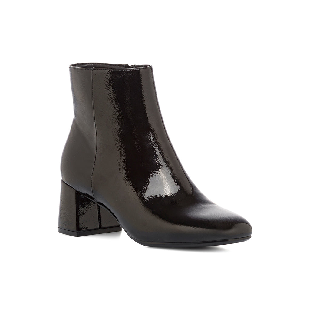 Stivaletti con tacco 6 cm neri da donna effetto vernice Lora Ferres