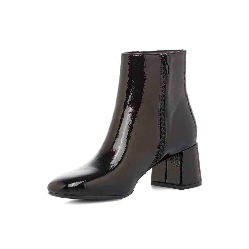 Stivaletti con tacco 6 cm neri da donna effetto vernice Lora Ferres
