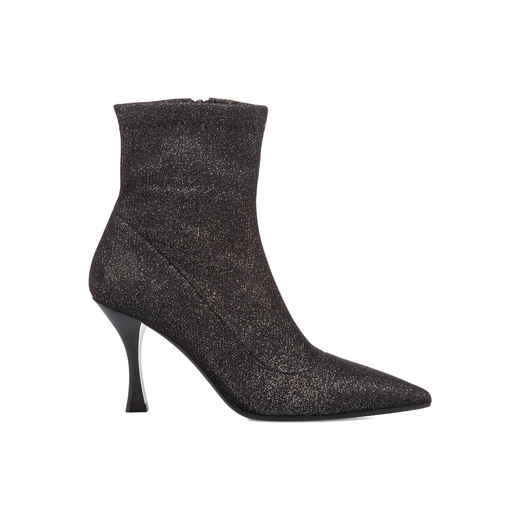 Stivaletti neri eleganti da donna in microfibra con glitter e tacco 8,5 cm Lora Ferres