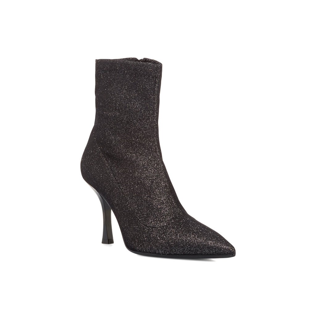 Stivaletti neri eleganti da donna in microfibra con glitter e tacco 8,5 cm Lora Ferres