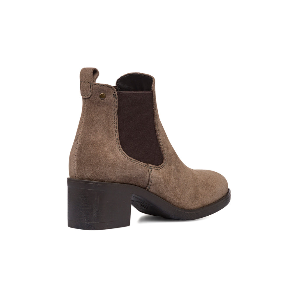 Stivaletti da donna in pelle scamosciata taupe Primopiano