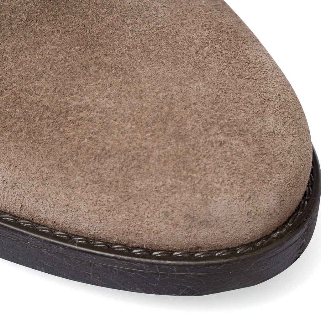Stivaletti da donna in pelle scamosciata taupe Primopiano