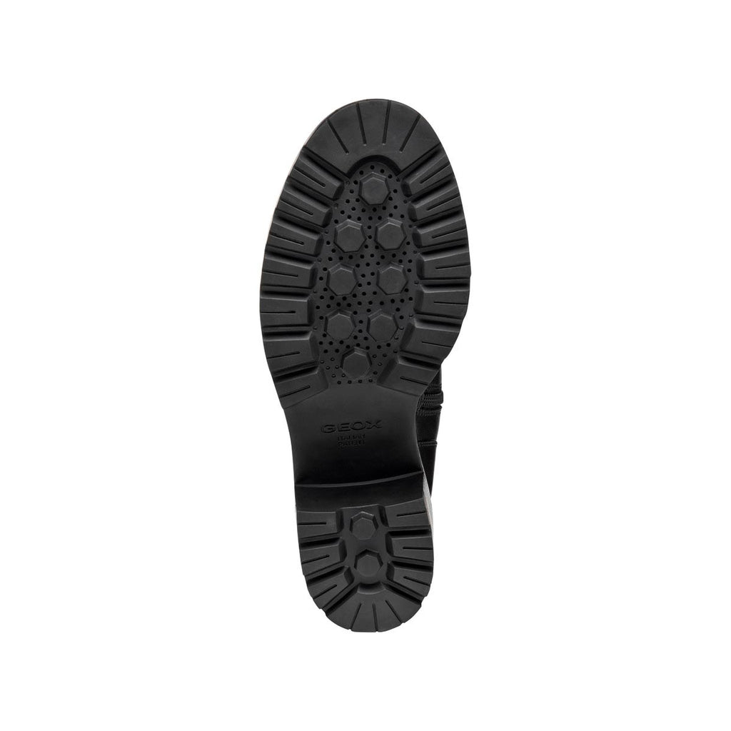 Anfibi traspirnti donna neri Geox in pelle con chiusura zip e tacco