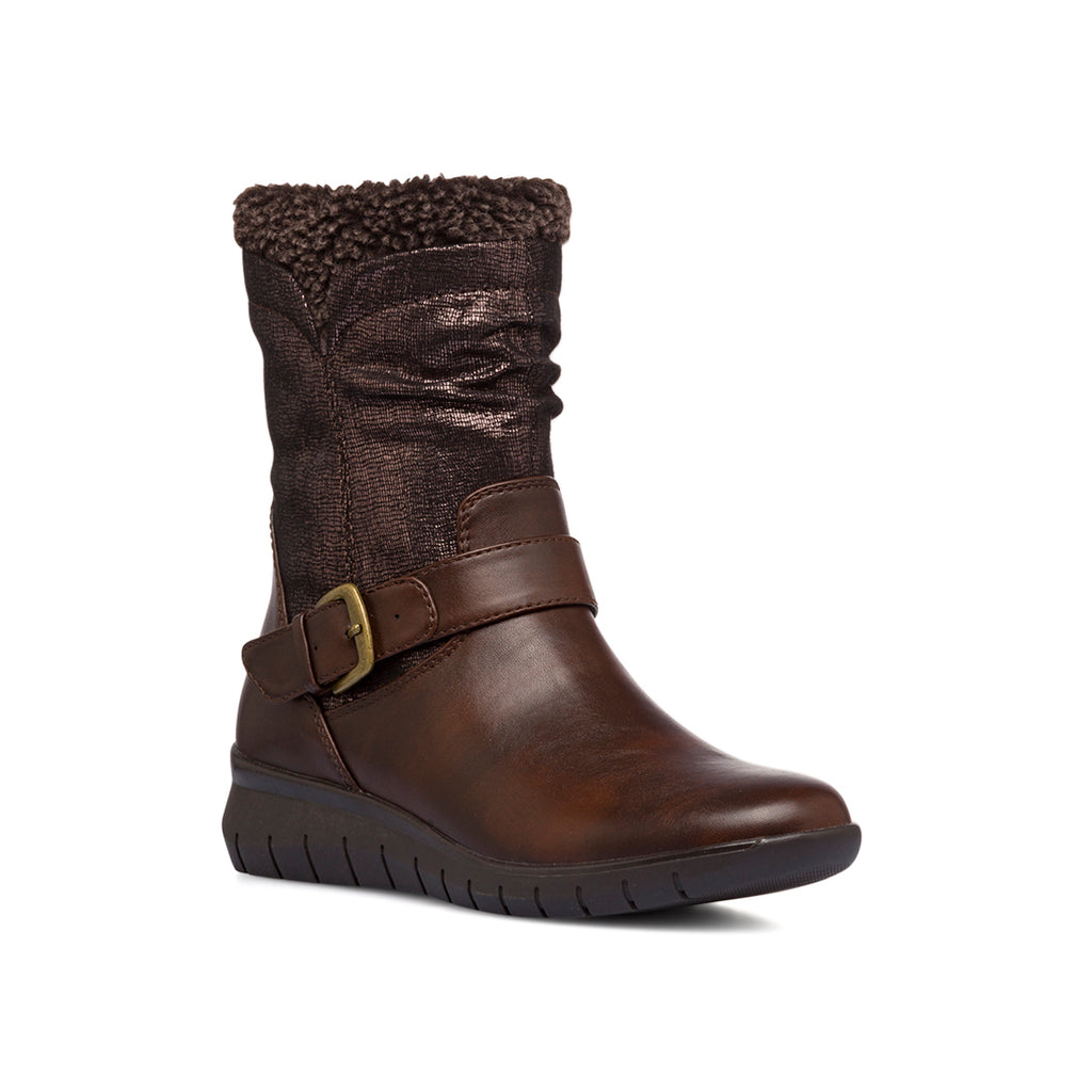 Stivaletti comfort marroni da donna con fibbia P Soft