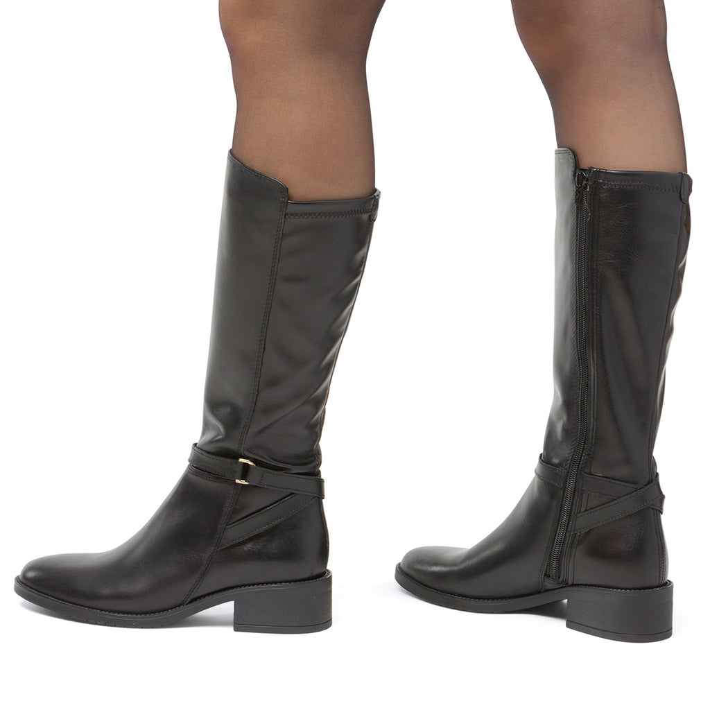 Stivali alti neri da donna in pelle P Essentials