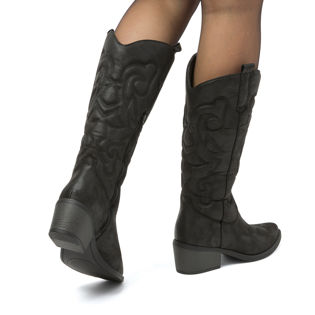 Stivali texani camperos neri da Donna con ricami Swish Jeans