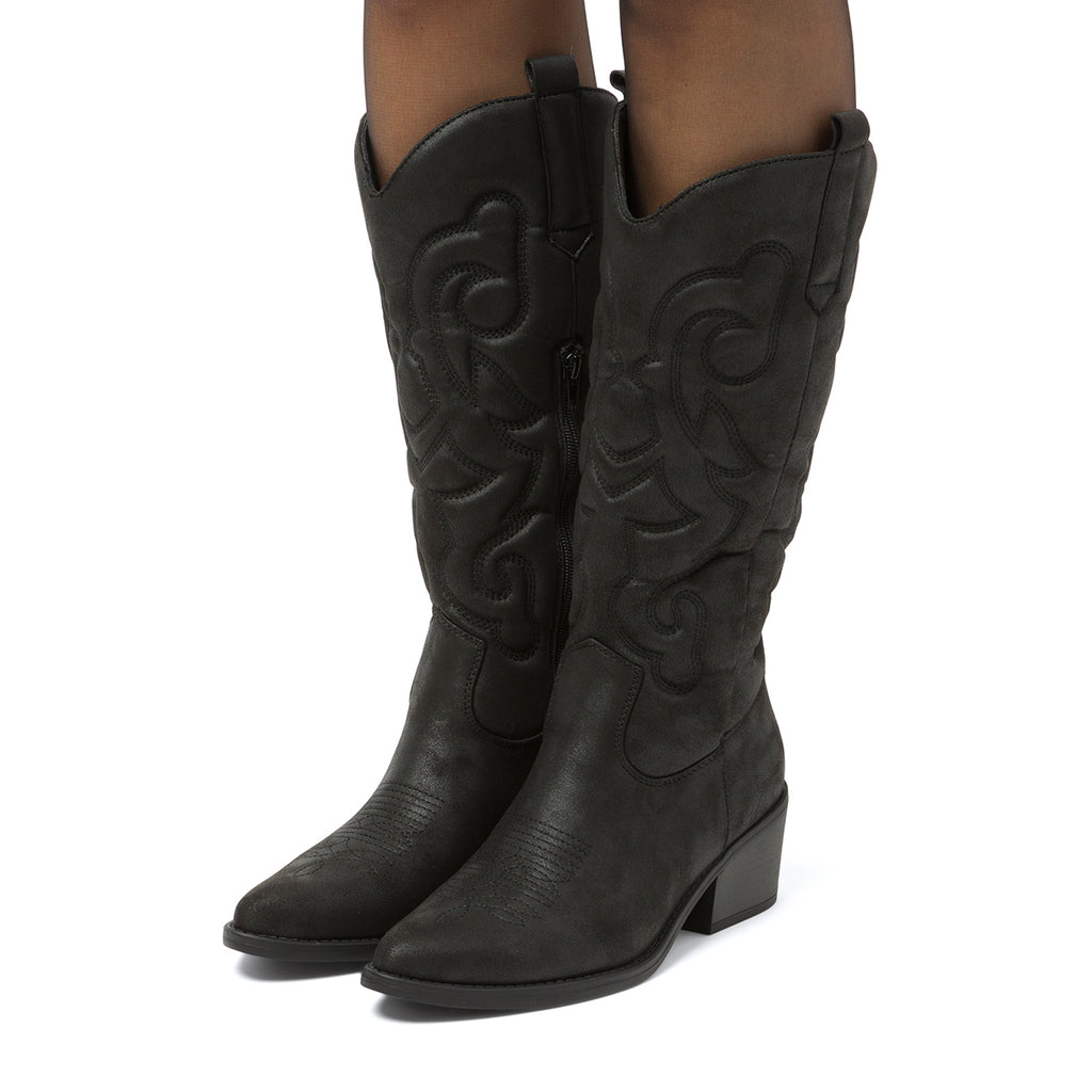 Stivali texani camperos neri da Donna con ricami Swish Jeans