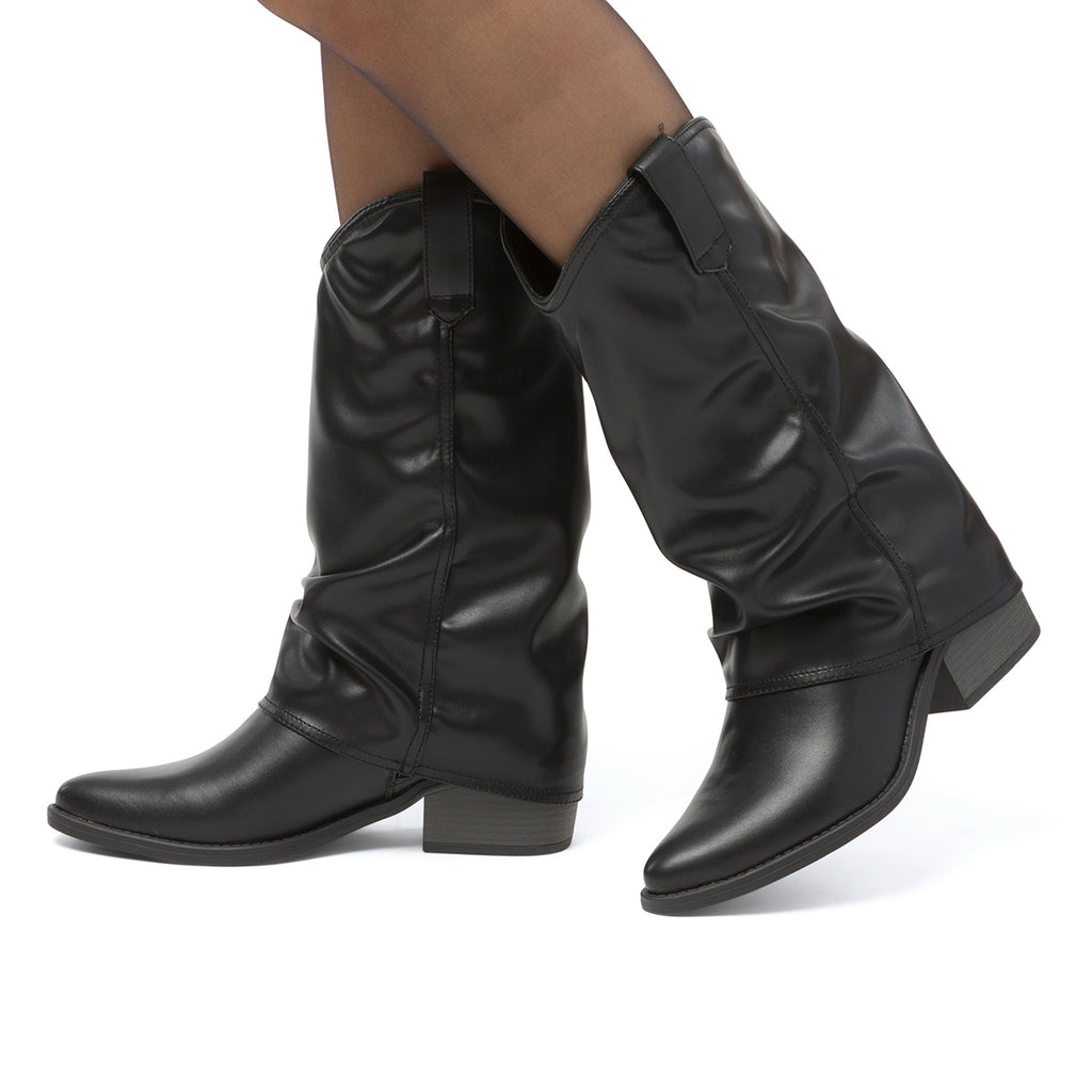 Stivali texani con risvolto neri da Donna con tacco 6 cm Swish Jeans