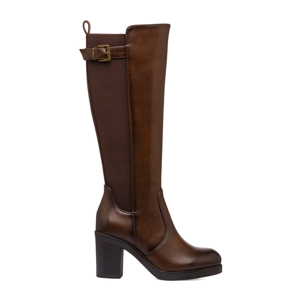 Stivali alti con tacco 8,5 cm marroni da donna Lora Ferres