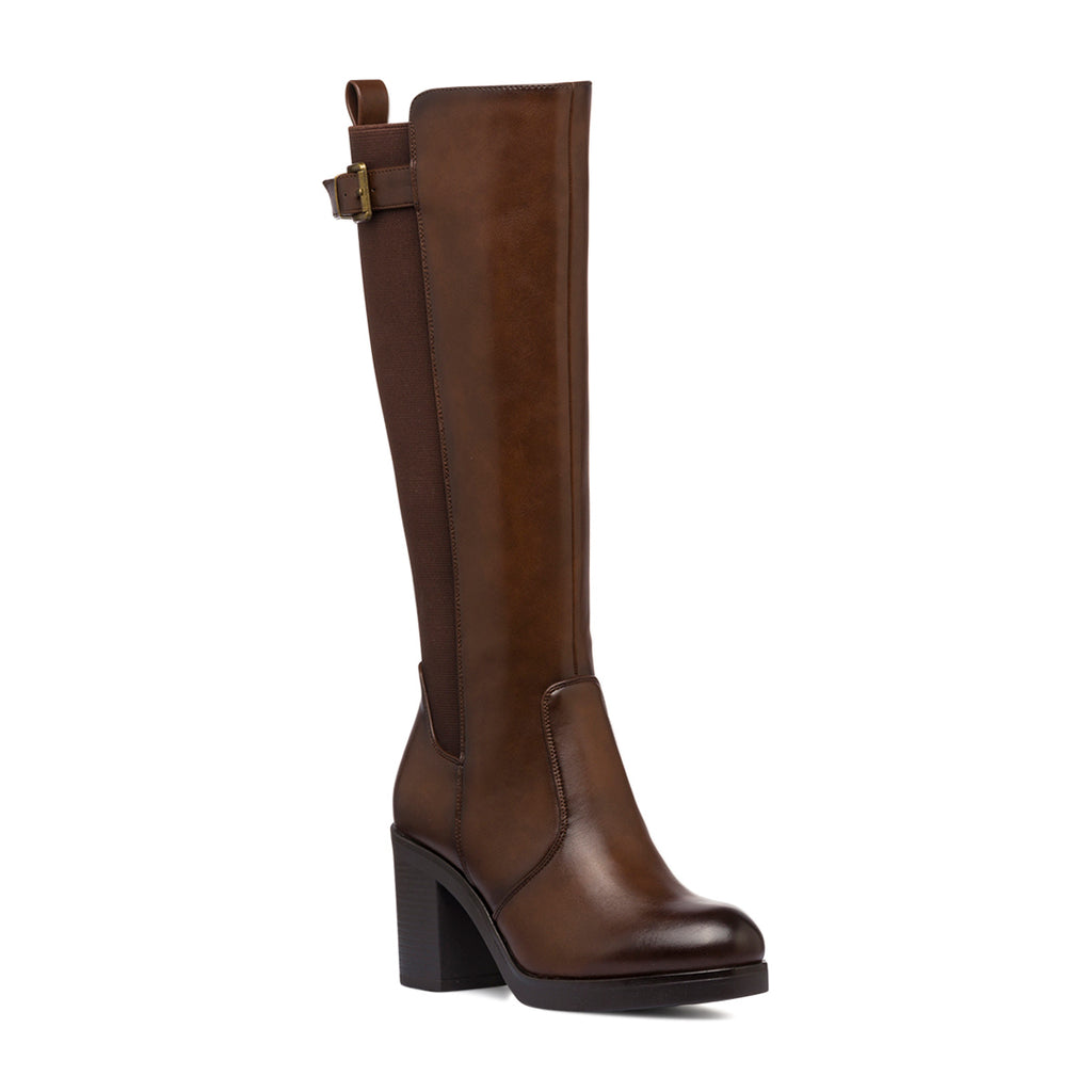 Stivali alti con tacco 8,5 cm marroni da donna Lora Ferres