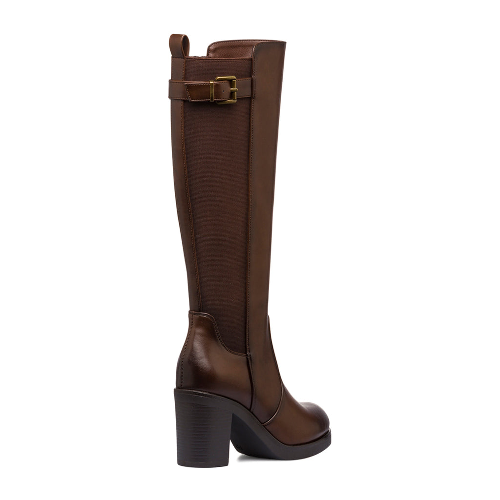 Stivali alti con tacco 8,5 cm marroni da donna Lora Ferres