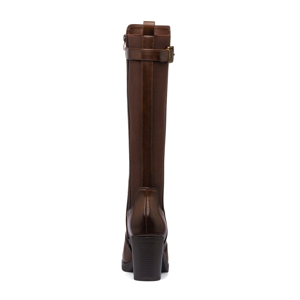 Stivali alti con tacco 8,5 cm marroni da donna Lora Ferres