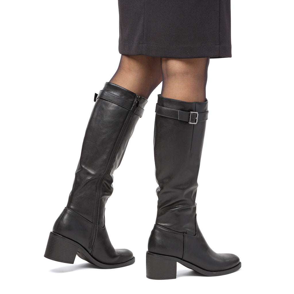 Stivali alti da donna neri con fibbia Lora Ferres
