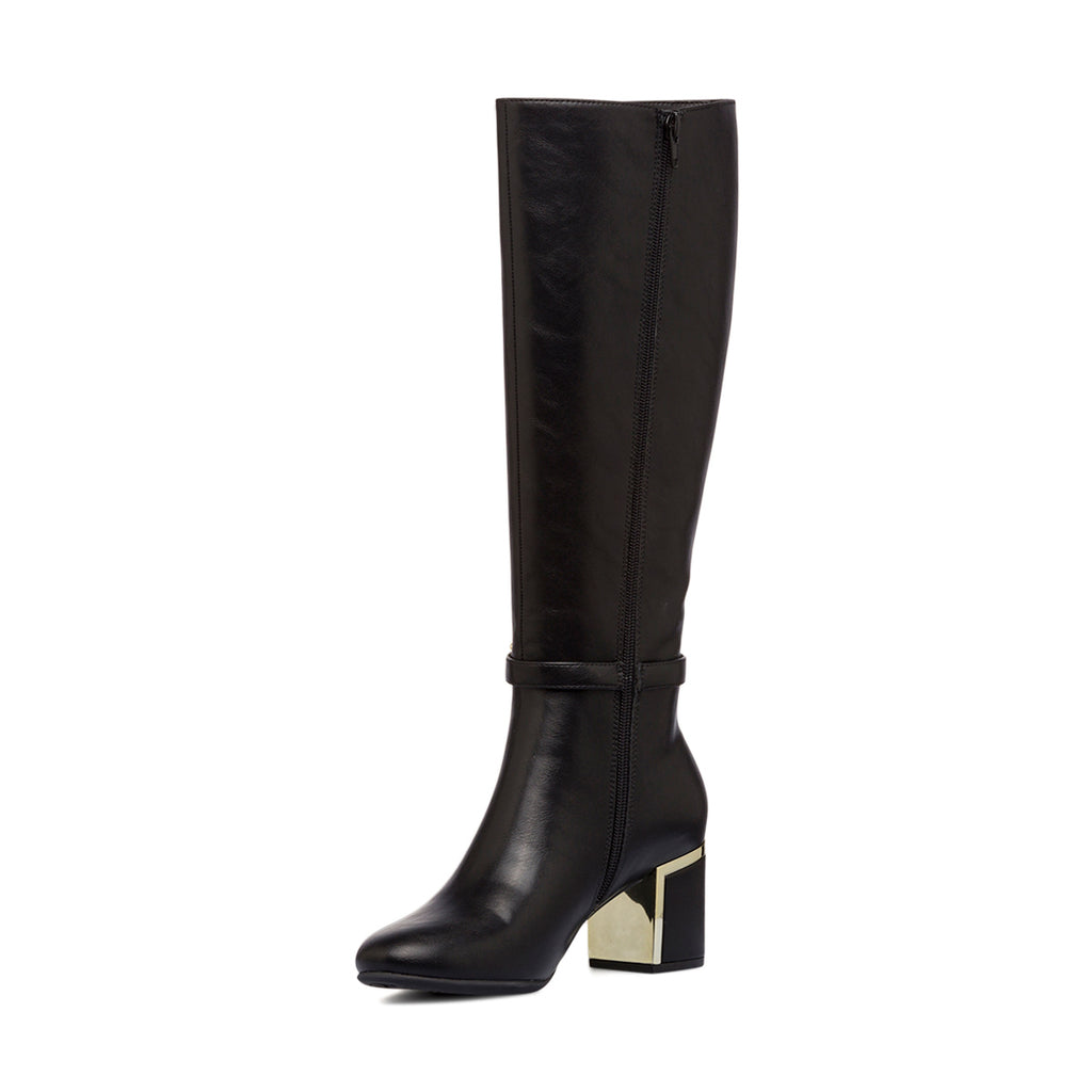 Stivali eleganti da donna neri con tacco 6,5 cm e dettaglio laminato Lora Ferres