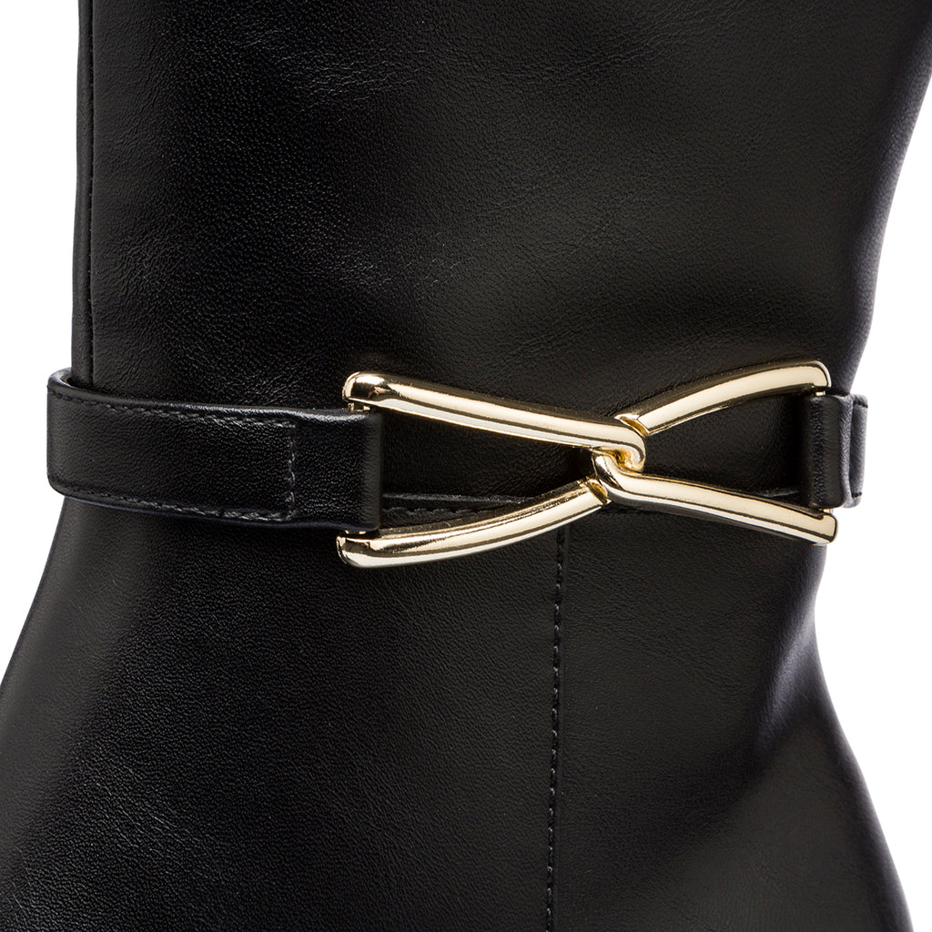 Stivali eleganti da donna neri con tacco 6,5 cm e dettaglio laminato Lora Ferres