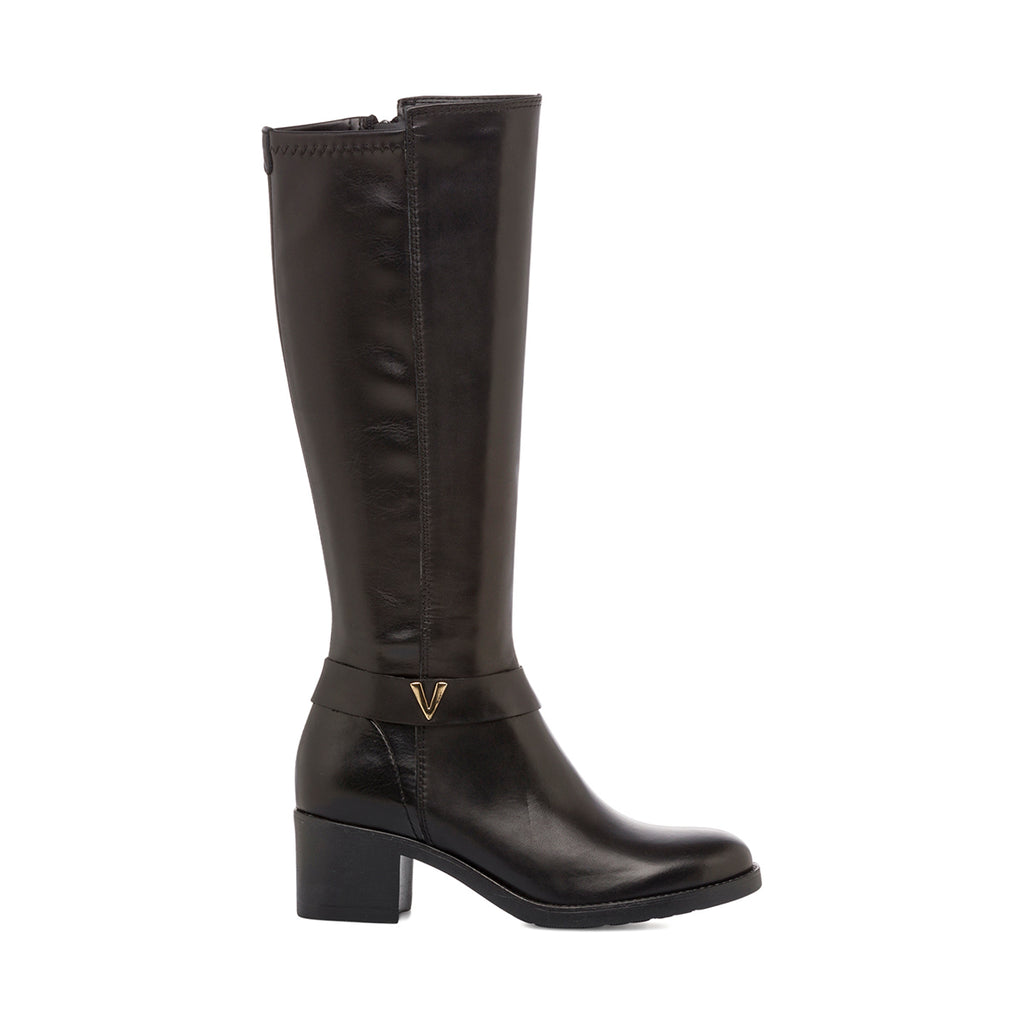 Stivali alti neri da donna con taco 5,5 cm in pelle P Essentials