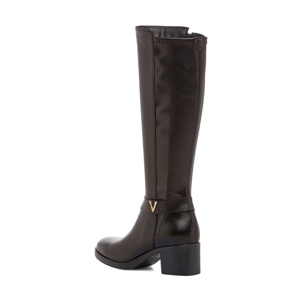 Stivali alti neri da donna con taco 5,5 cm in pelle P Essentials