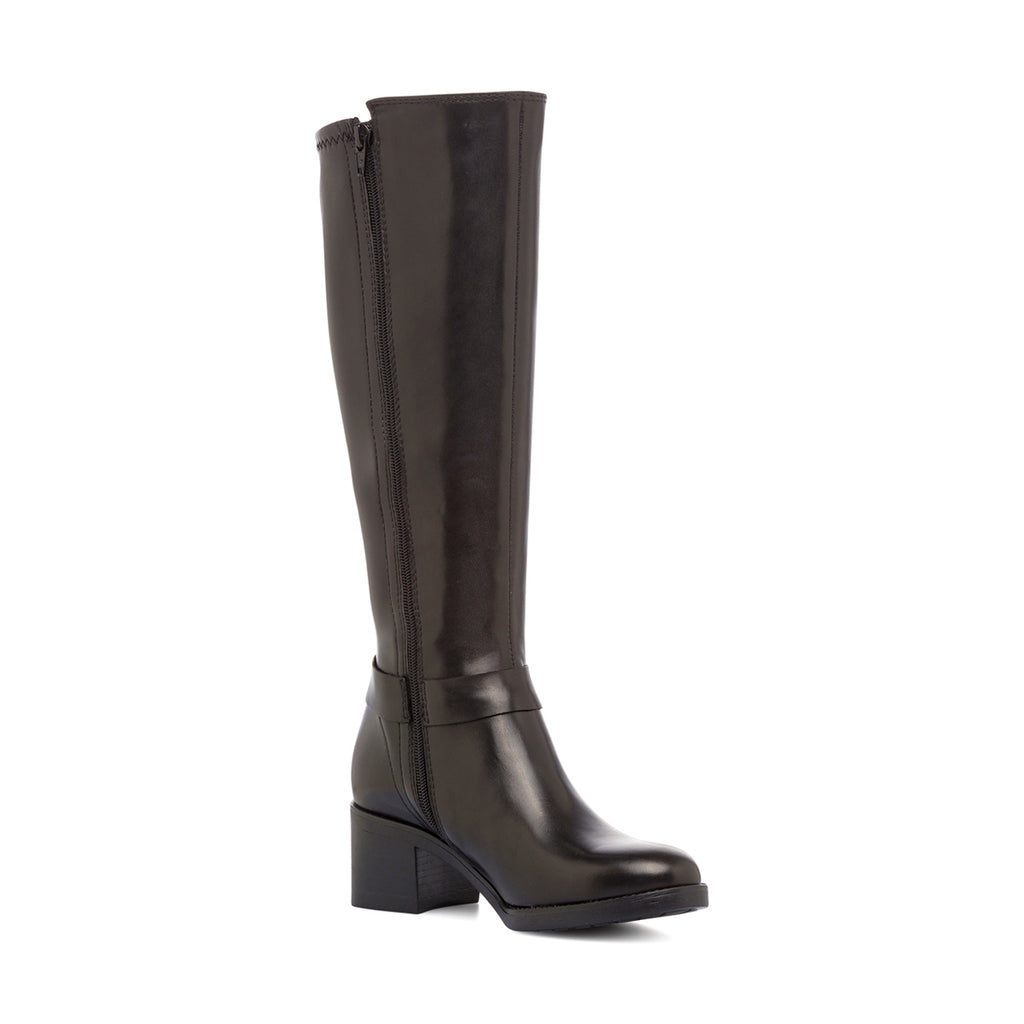 Stivali alti neri da donna con taco 5,5 cm in pelle P Essentials
