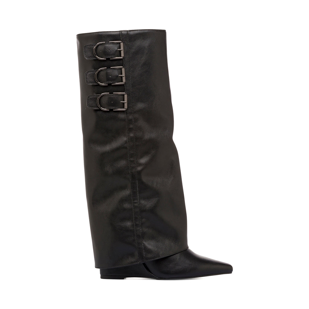 Stivali alti neri modello slouchy con tre fibbie Lora Ferres