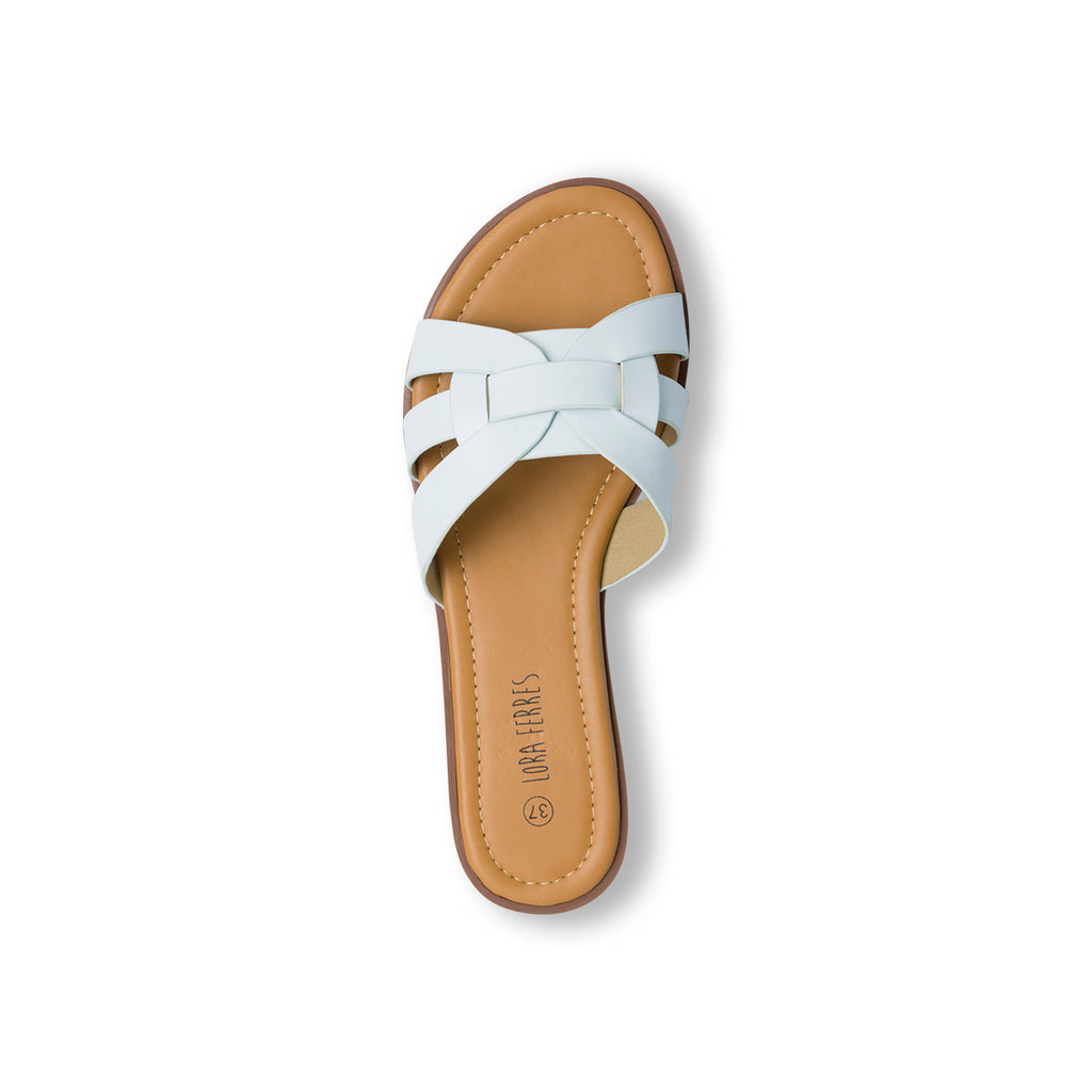 Ciabatte da donna azzurre con fascia intrecciata LoraFerres