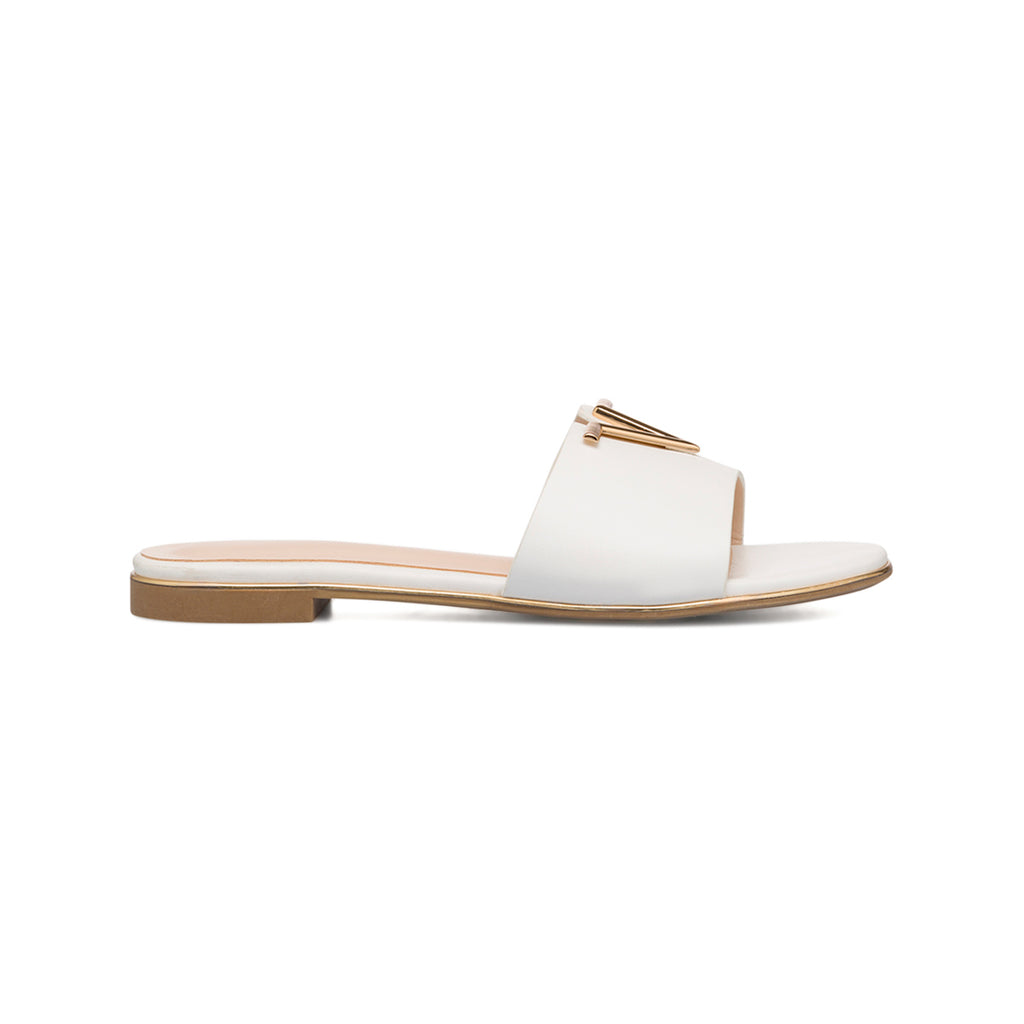 Ciabattine eleganti da donna bianche con dettaglio laminato Swish Jeans