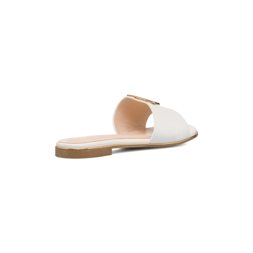 Ciabattine eleganti da donna bianche con dettaglio laminato Swish Jeans
