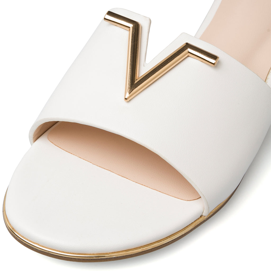 Ciabattine eleganti da donna bianche con dettaglio laminato Swish Jeans