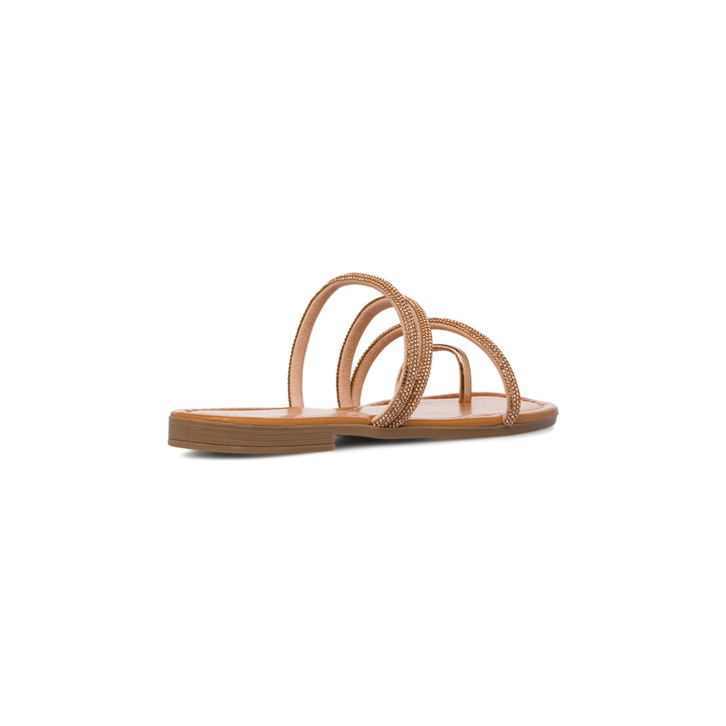 Ciabattine flat oro da Donna con dettaglio strass Lora Ferres
