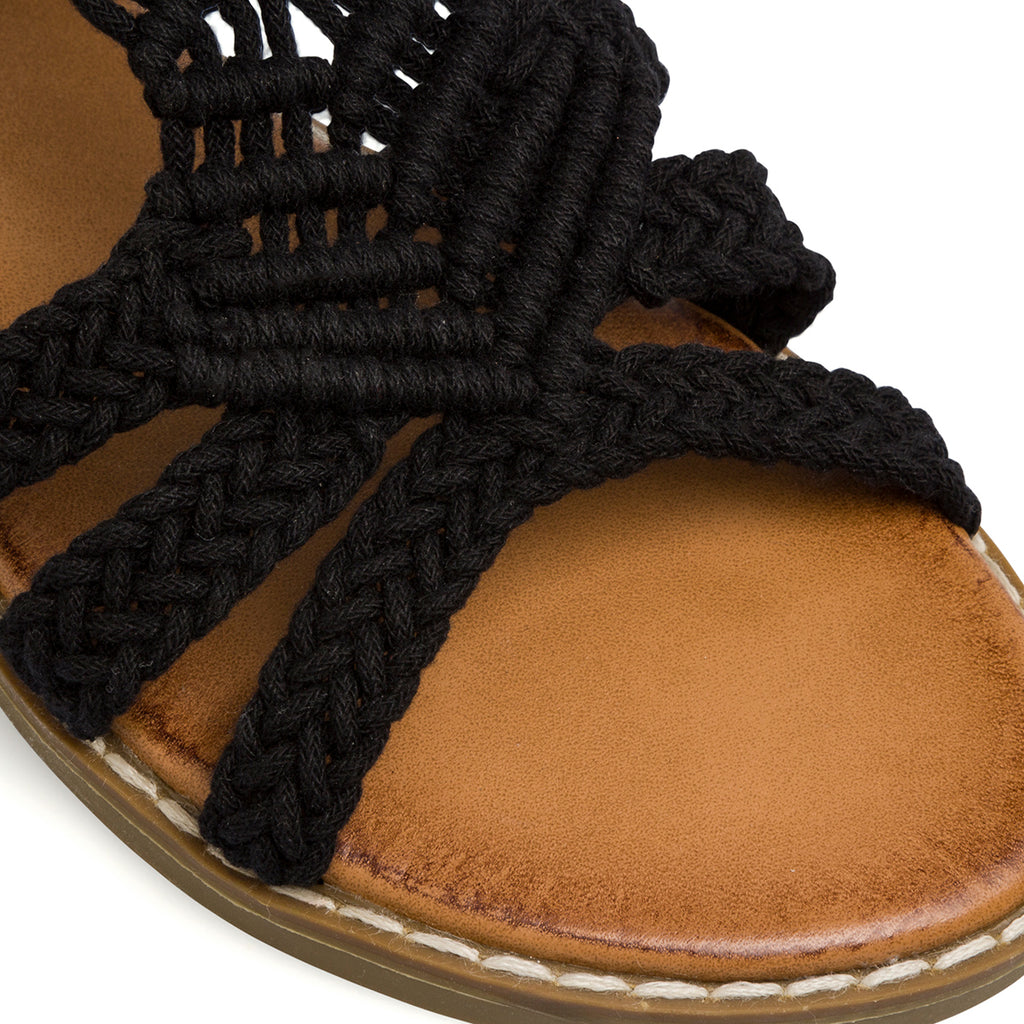 Sandali flat neri da Donna effetto crochet Lora Ferres