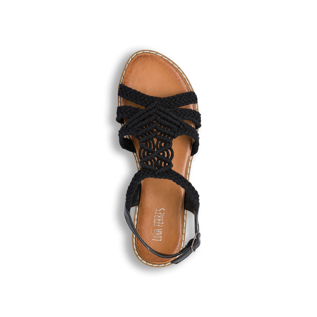 Sandali flat neri da Donna effetto crochet Lora Ferres