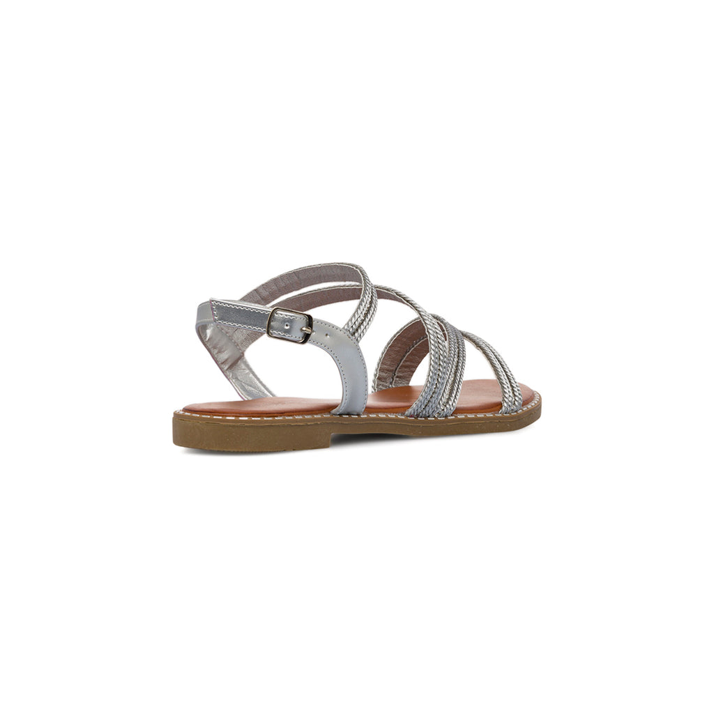 Sandali flat argento da Donna con dettaglio gioiello strass Lora Ferres