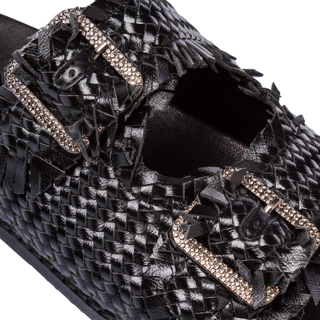 Ciabatte nere da Donna con fibbia gioiello strass Lora Ferres