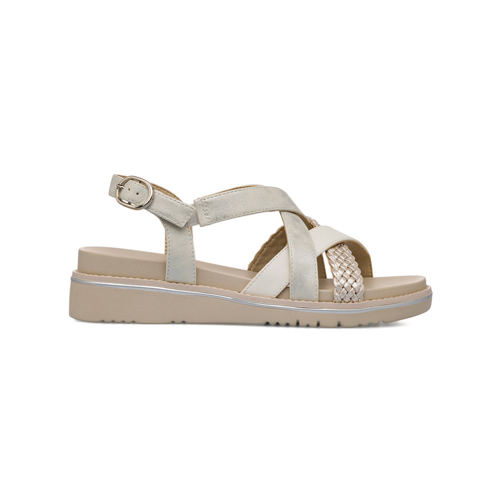 Sandali con zeppa beige da Donna con motivo intreccio Lora Ferres