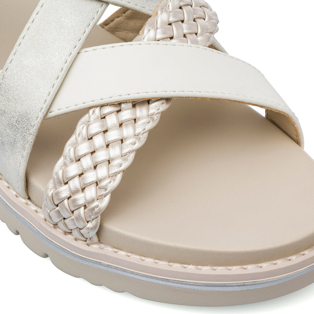 Sandali con zeppa beige da Donna con motivo intreccio Lora Ferres