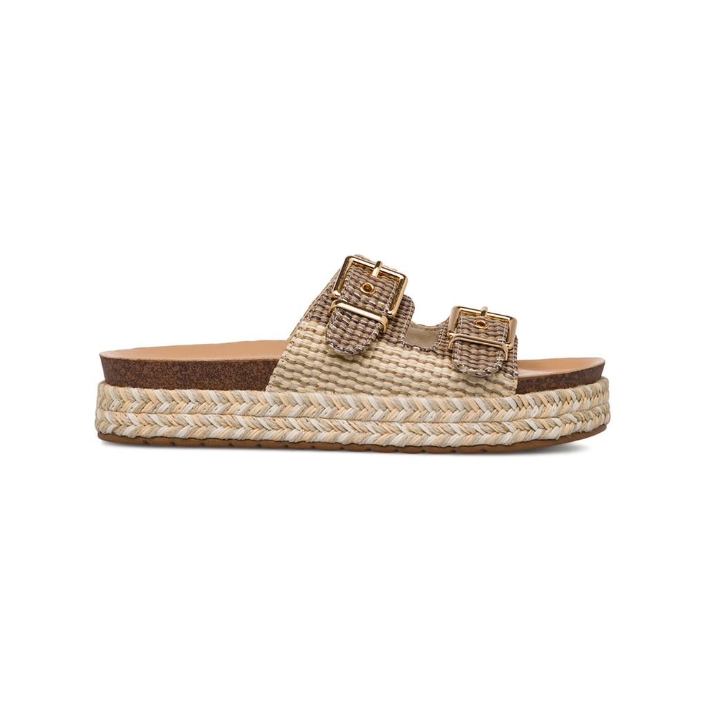 Sandali beige da Donna effetto rafia con suola platform Lora Ferres