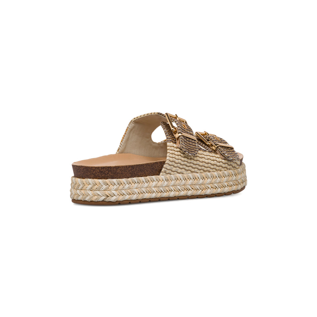 Sandali beige da Donna effetto rafia con suola platform Lora Ferres