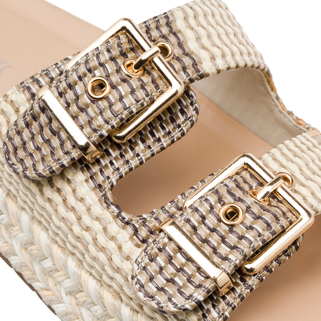 Sandali beige da Donna effetto rafia con suola platform Lora Ferres