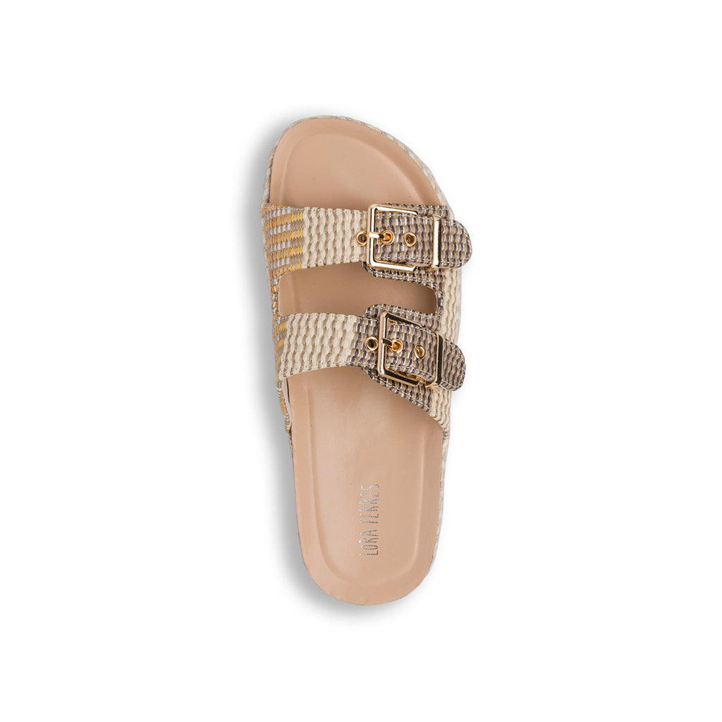 Sandali beige da Donna effetto rafia con suola platform Lora Ferres