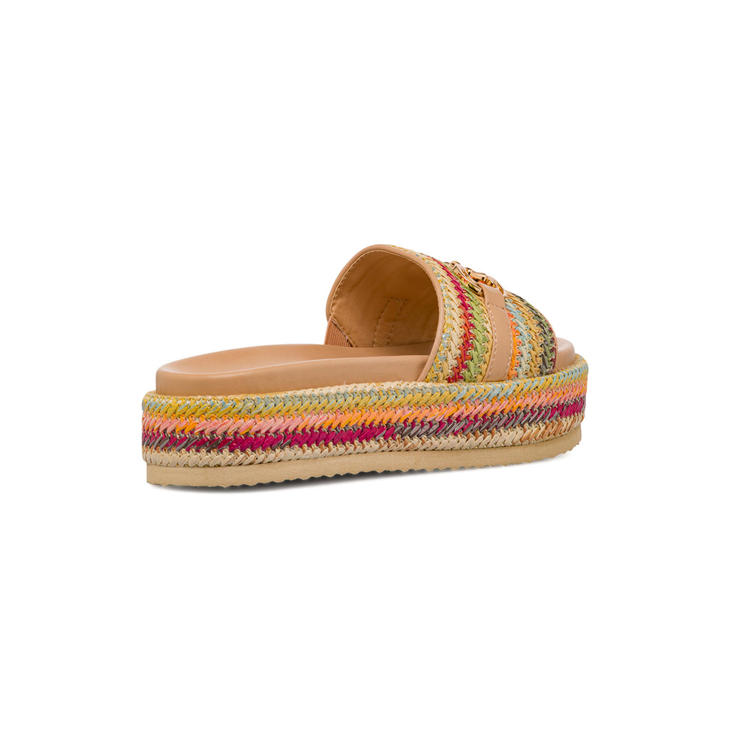 Sandali flat multicolori da Donna effetto Rafia con fibbia Swish Jeans