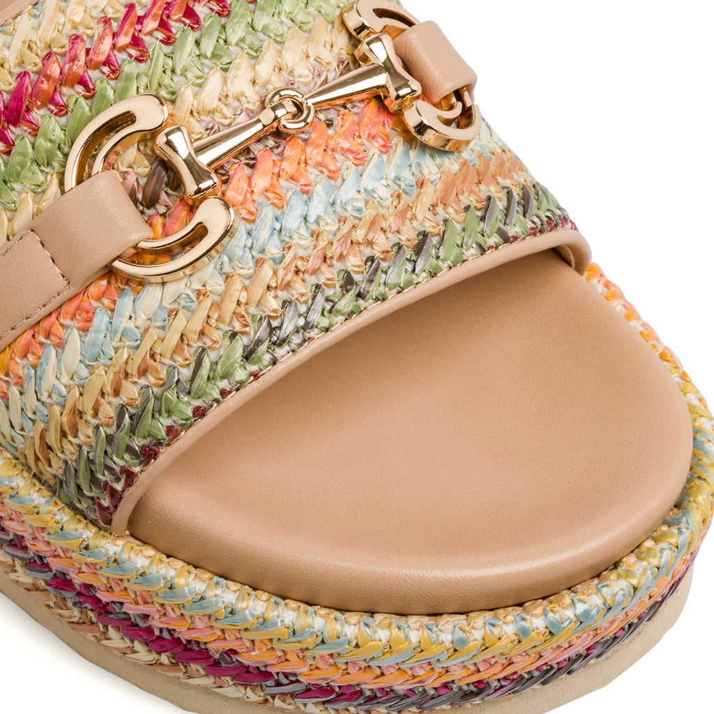 Sandali flat multicolori da Donna effetto Rafia con fibbia Swish Jeans