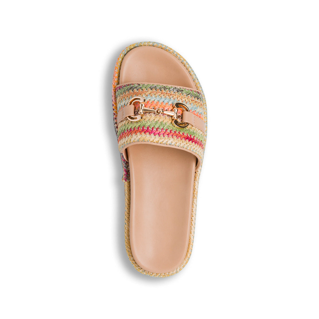 Sandali flat multicolori da Donna effetto Rafia con fibbia Swish Jeans